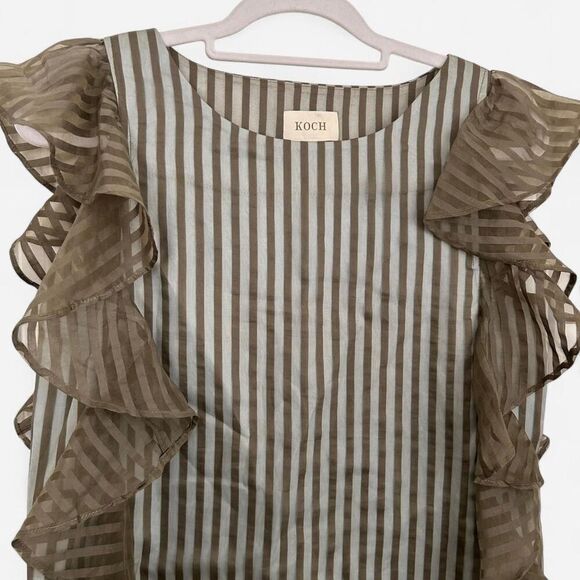 Koch Noah shift Semi-Sheer Striped Ruffle Dress | Indie Luxe Quiet Boho Minimal - Picture 5 of 6